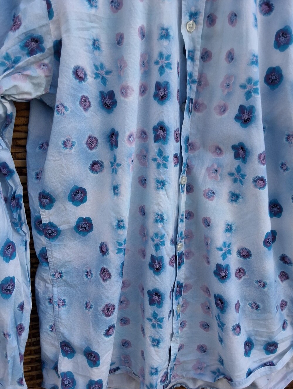 BOSS Hugo Boss Mens Floral Button Down Shirt Blue Pink Long Sleeve XL - Picture 6 of 7